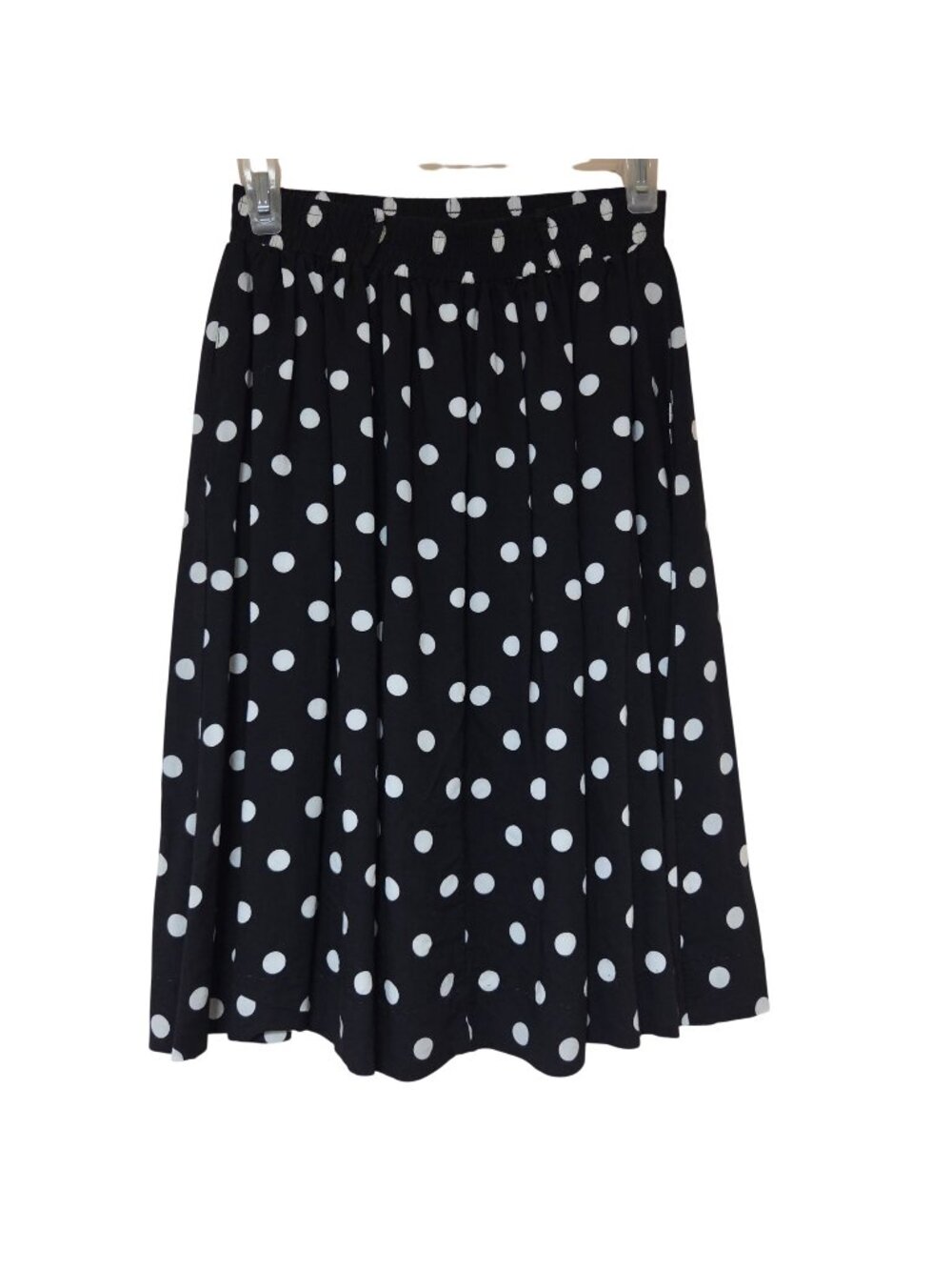 Leslie Fay Skirt Womens Size 6P Black White Polka Dot Midi A Line Pleated